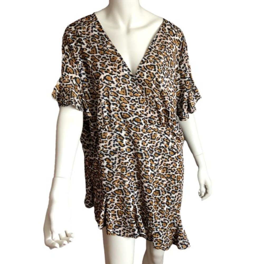 JL Studio for Jessica London Animal Print Ruffle Hem Blouse 4X